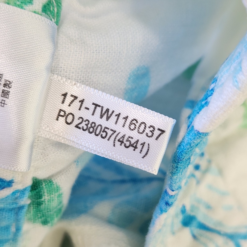 Tommy Bahama Womens M Linen Blend Floral Wide Leg Drawstring Pants Blue Green - Picture 9 of 10